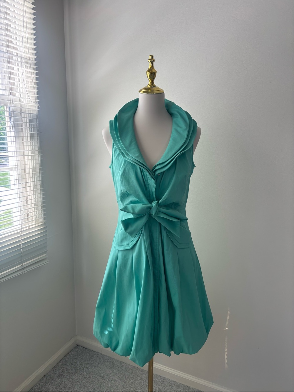 Samuel Dong Aqua Green Bubble, Mini Cocktail Dress.